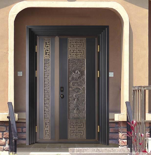 龙纹纯铜子母门